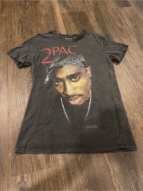 Black 2PAC Graphic Short Sleeve Tee - Men's Vintage Style